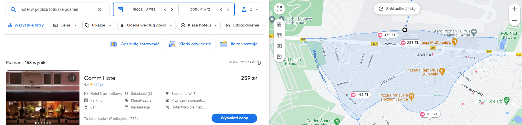 Dane strukturalne hoteli