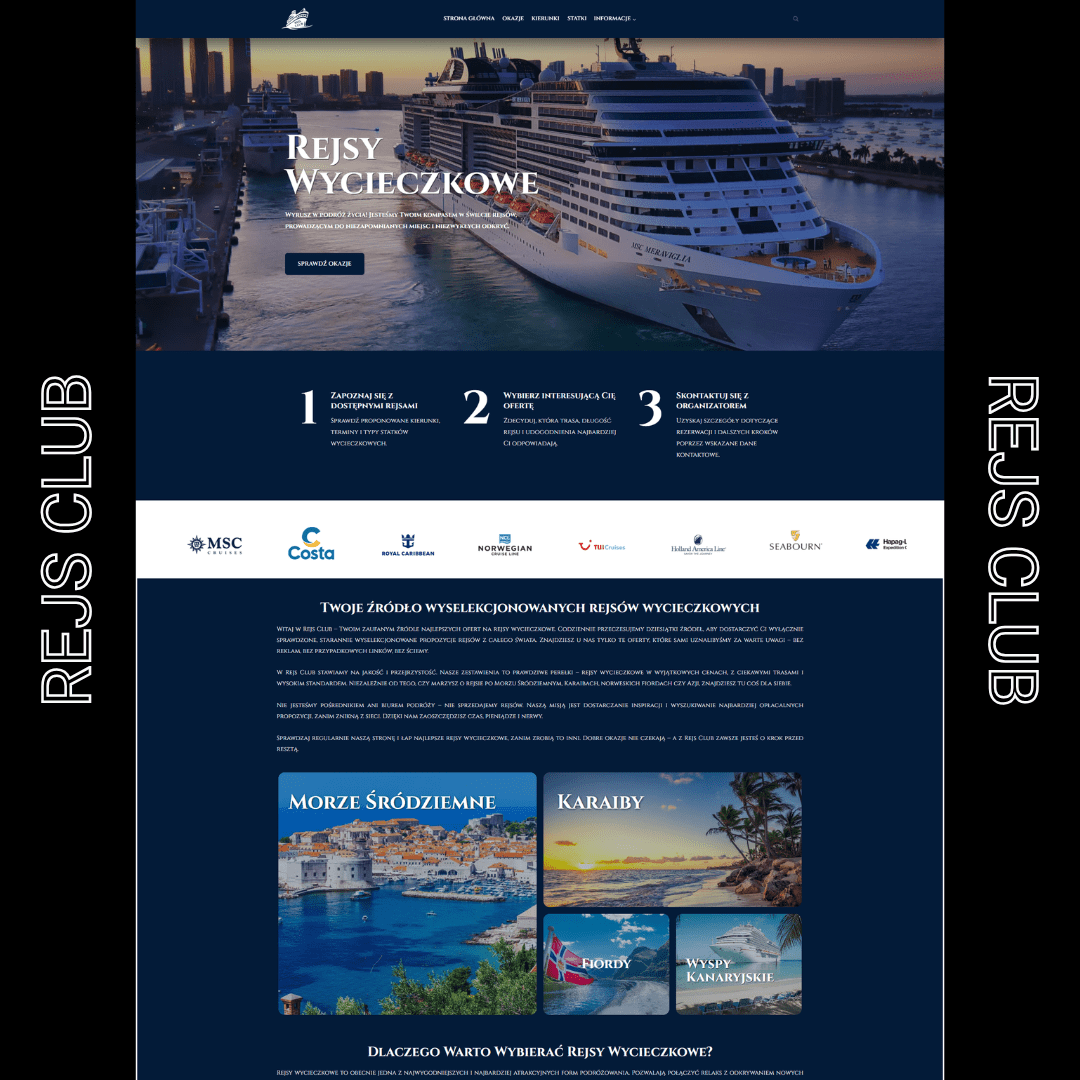 Projekt strony internetowej portalu o rejsach